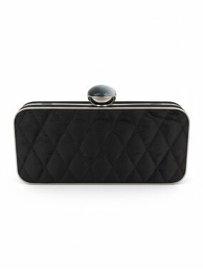 Kate Landry Quilted Hardcase Marble-Sphere Clasp Clutch Shoulder Bag NWOT Black